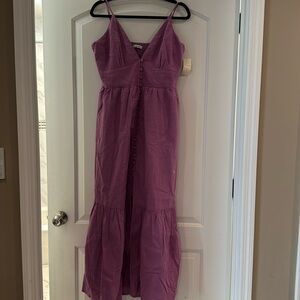 Abercrombie Maxi Tiered Button Linen Dress